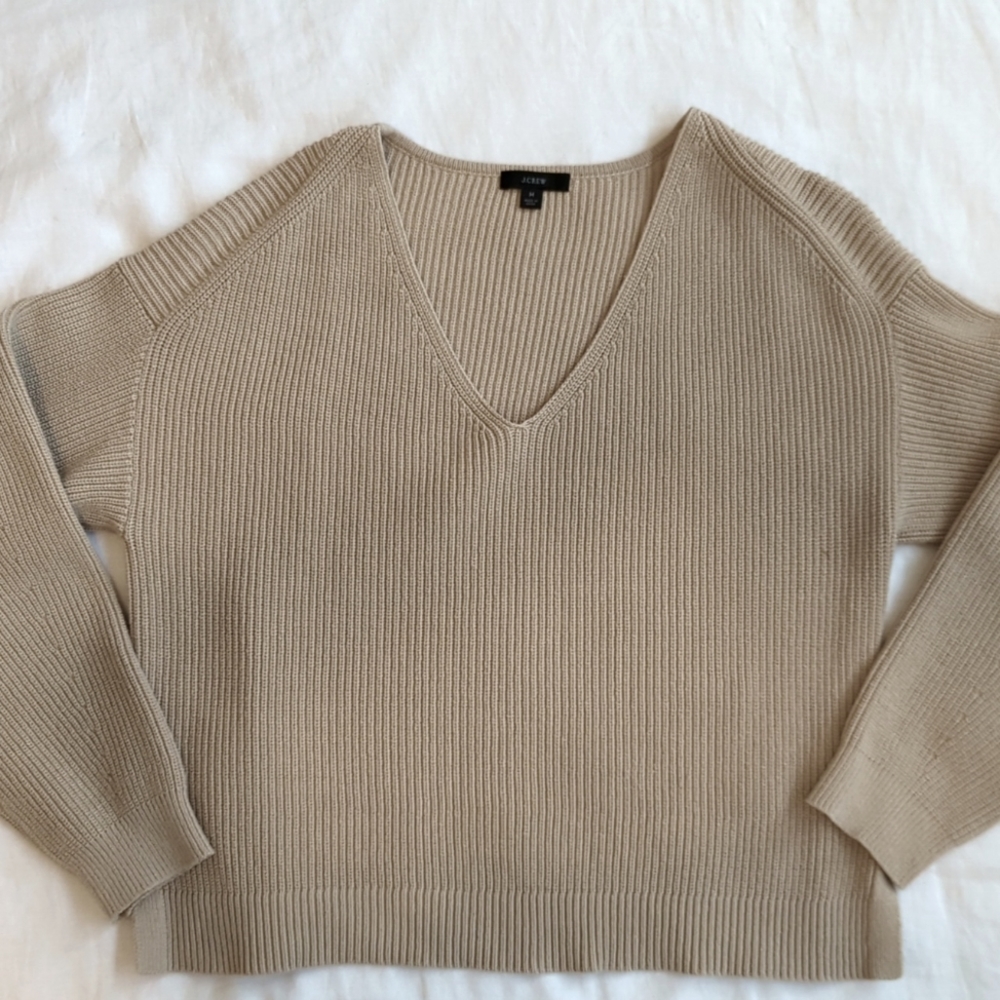 J.Crew Ribbed V-Neck Beach Sweater